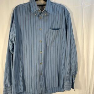 Haggar Men's Blue Pinstripe Button Down Shirt